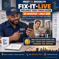 HeatFix Brooklyn 30-minute appliance video consultation for $49 with technician guidance and repair credit
